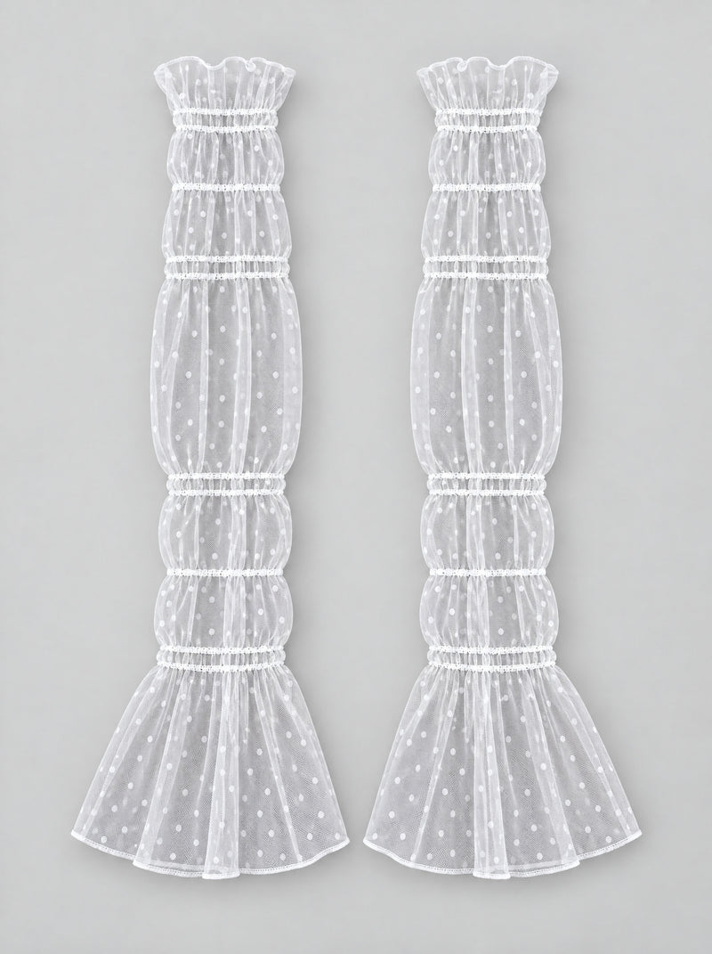 Dotty Ruffle Sleeves | White