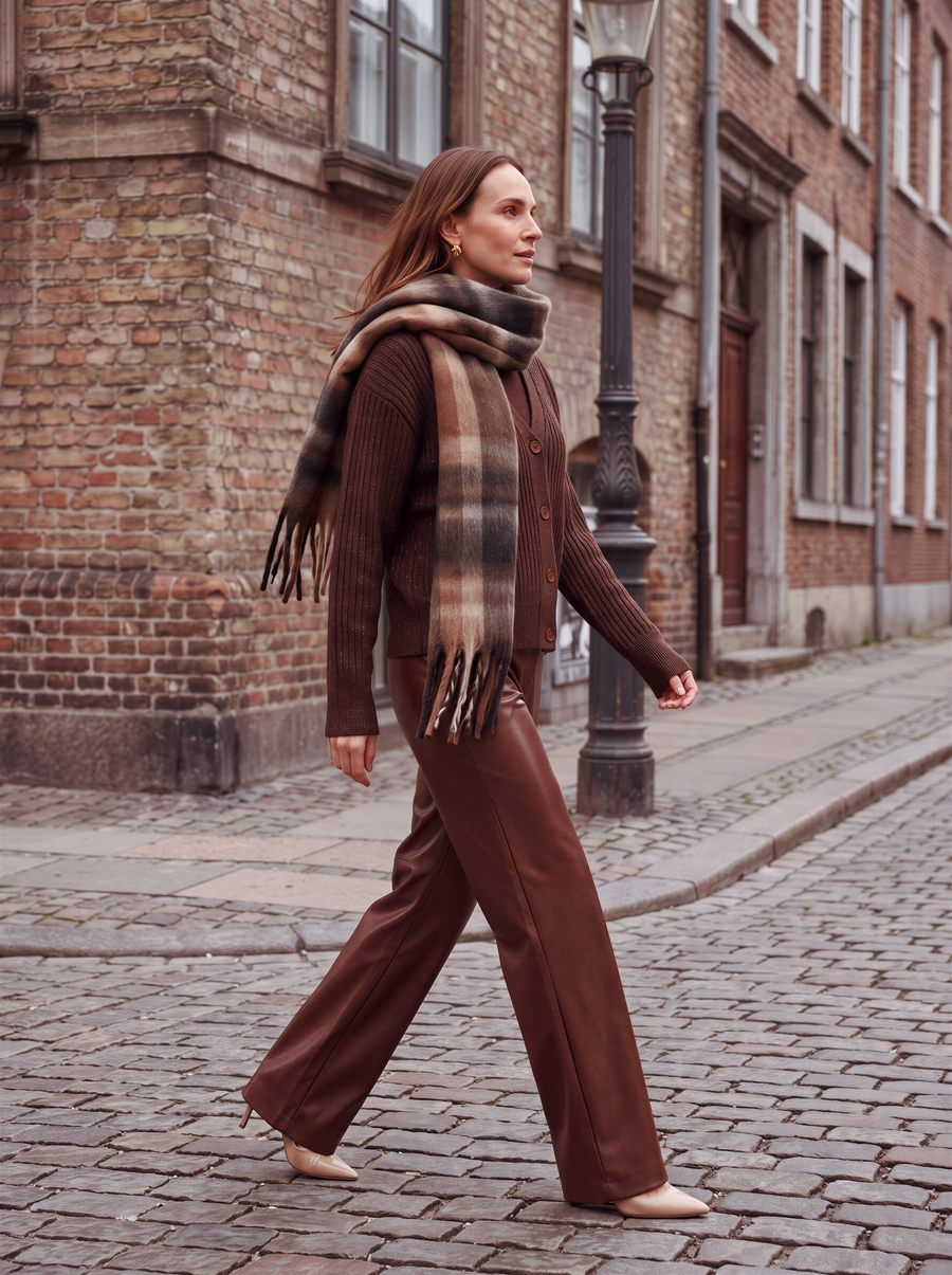 Rosie Cardigan | Brown met Olivia Pants | Cognac