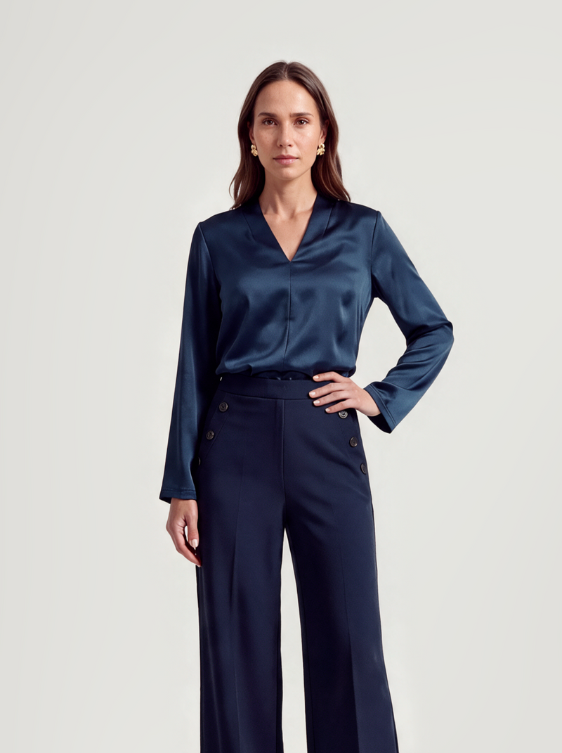 Flora Blouse | Navy