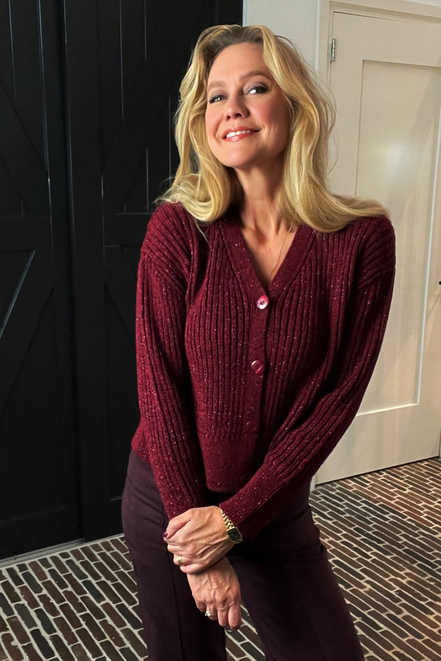 Rosie-Strickjacke | Burgunderrot