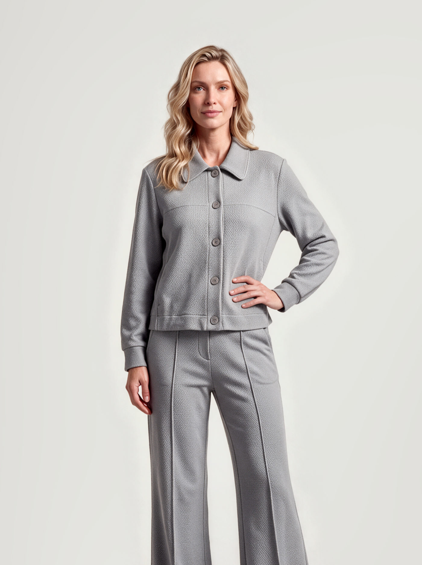 BR&DY Amy Jacket in grijs – kort damesjasje, close-up