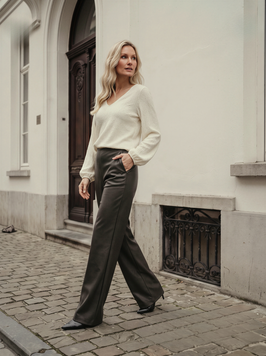 April Blouse | Ecru met Olivia Pants | Army
