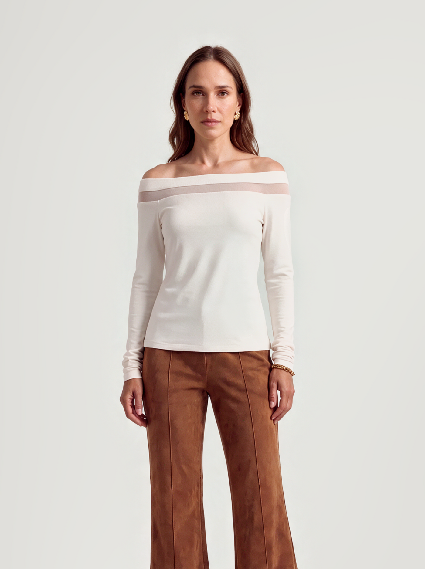 BR&DY Dawn Top in offwhite – damestop met lange mouw, close-up
