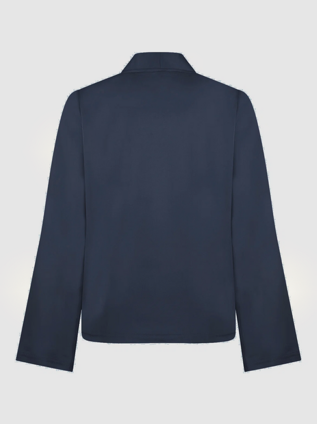BR&DY Flora Blouse in navy – detail van de stof en het dessin