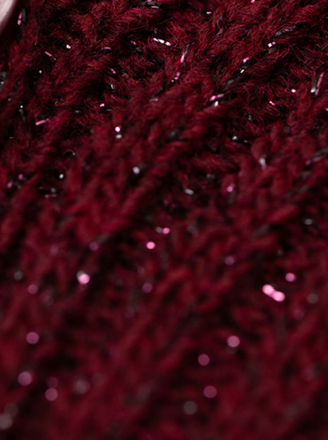 BR&DY Lize Pullover in bordeauxrood – detail van de gebreide stof