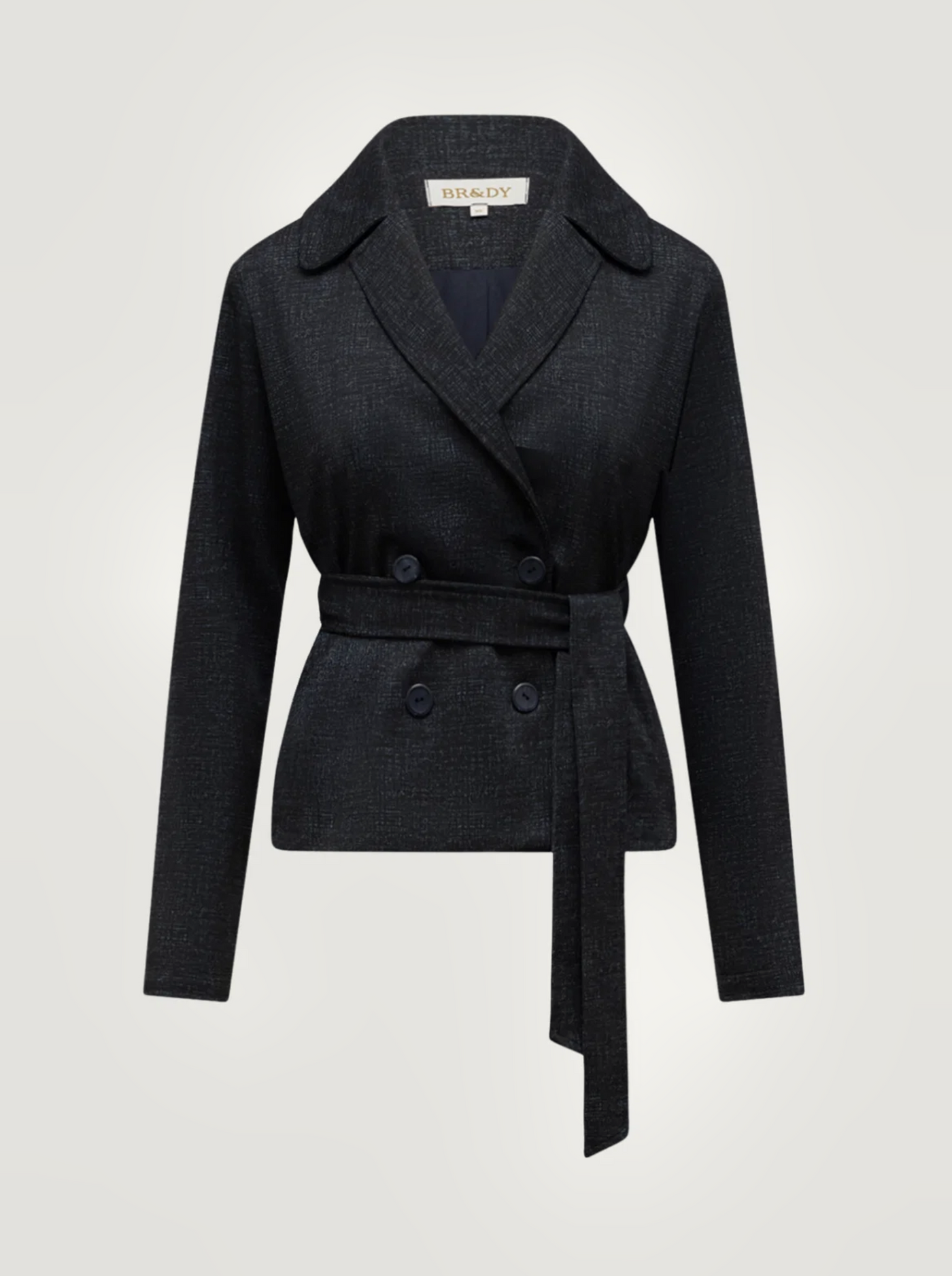 BR&DY Mary Jacket in jeansblauw – blazer plat gelegd, volledig zichtbaar