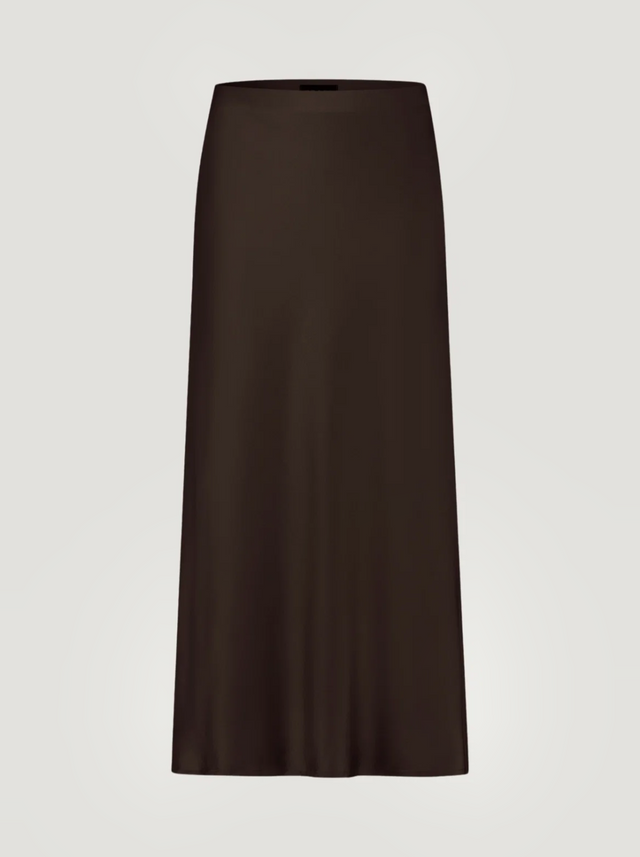 BR&DY Swing Skirt in bruin – rok plat gelegd, volledig zichtbaar
