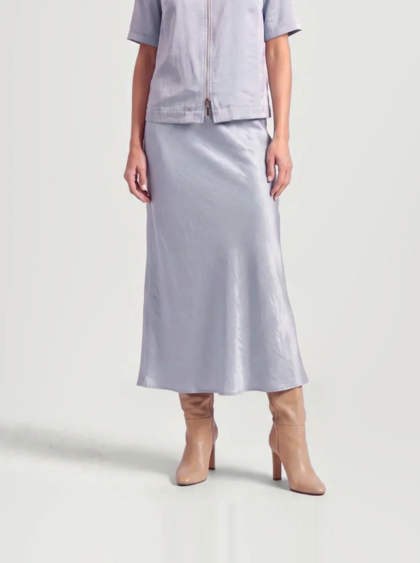 BR&DY Swing Skirt in lichtblauw – damesrok met print, close-up
